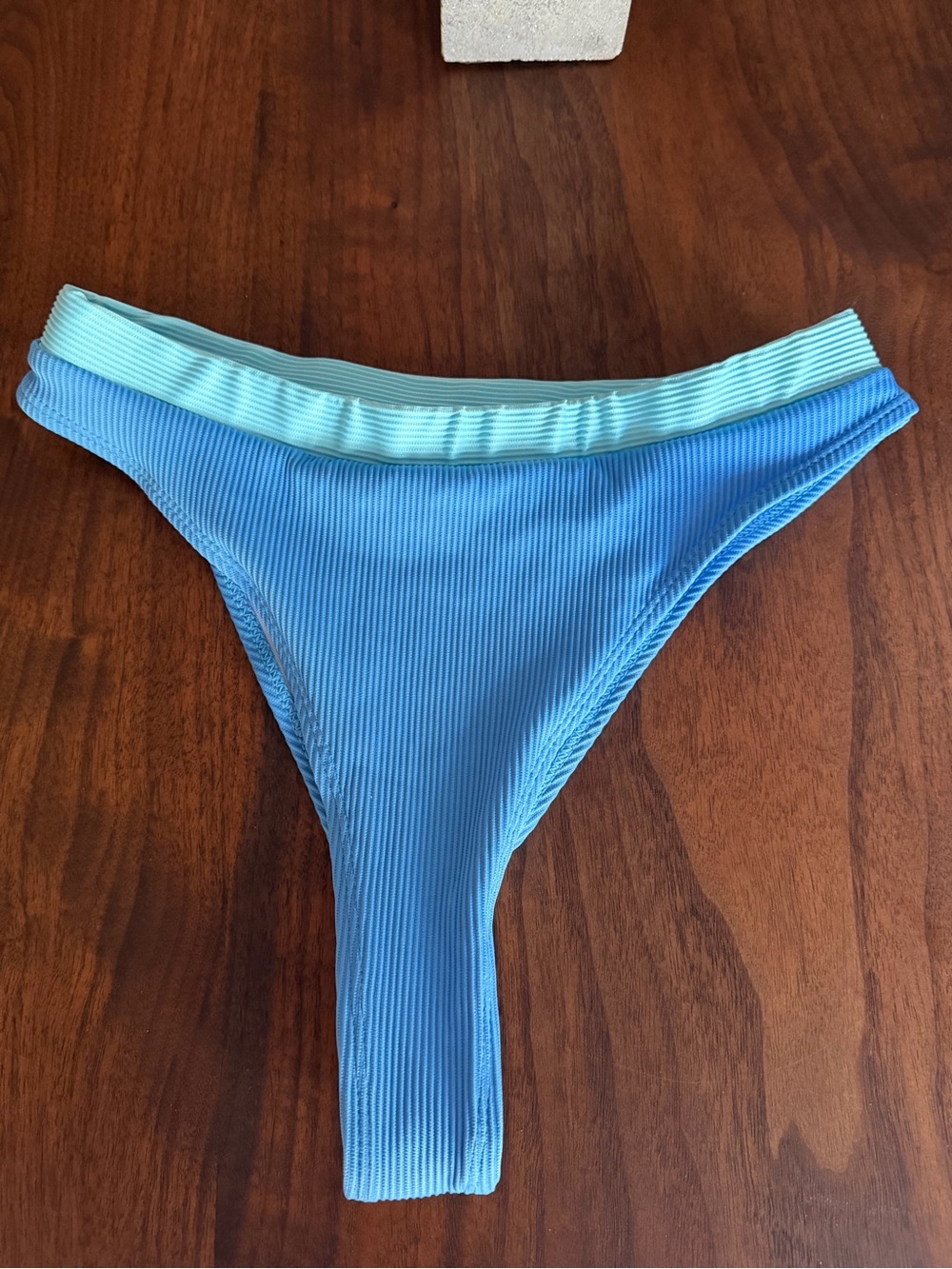 Blue Two-Tone Ribbed Bikini Set - Picture 6 of 10